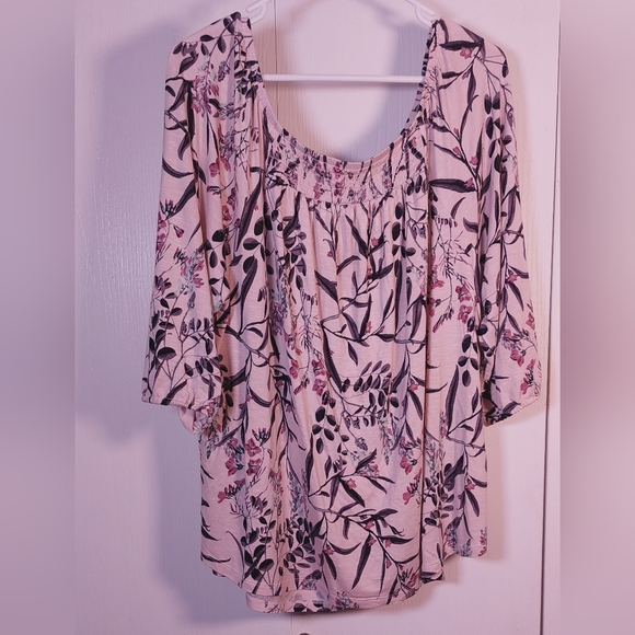 Maurices Tops - Maurices Pink Floral Tunic Top Size XXL Knit Casual Boho Blouse Flowy Boxy